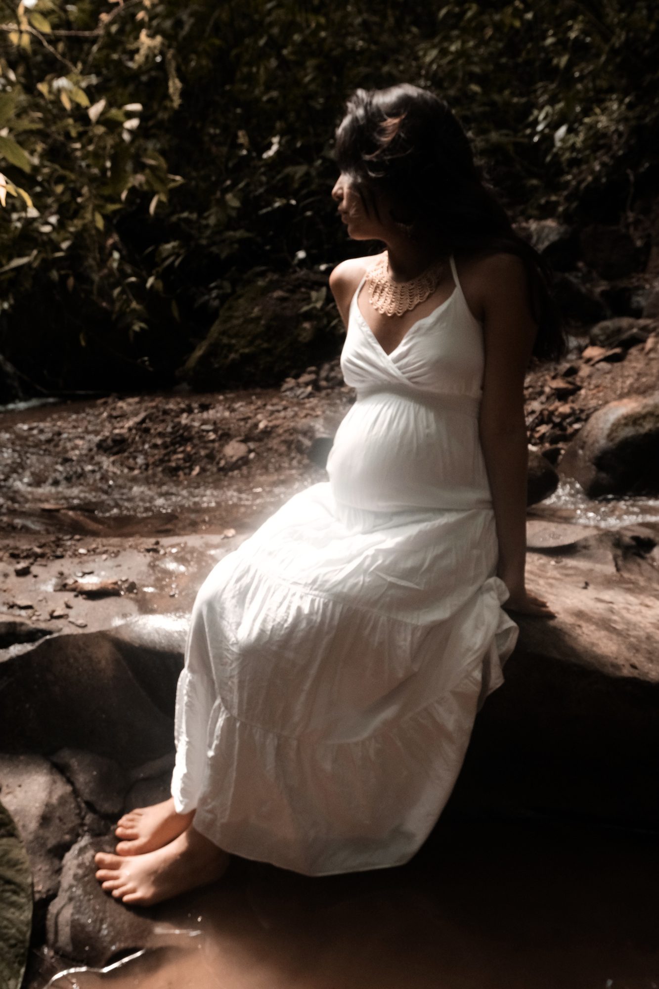 Mujer embarazada en la naturaleza, Portal de Luz